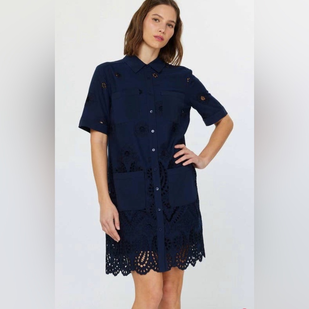 NWOT Current Air Navy Eyelet Shift Dress size Small